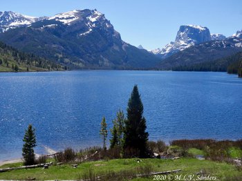 The lower lake of the Green River Lakes on a bright sunny day in July, Wyoming