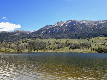 High mountain ridge running along the East side of the Lower Green Lake in Wyoming