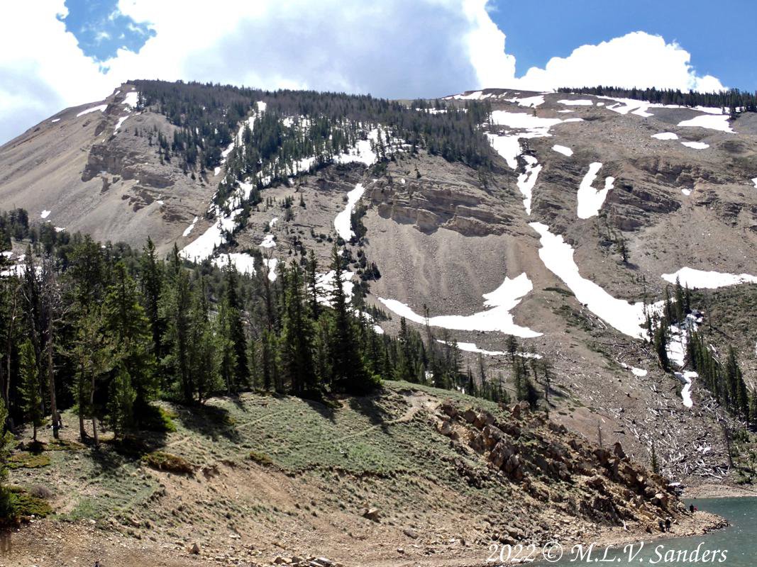 The side of Fish Creek mountain that looks over Middle Piney Lake.